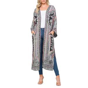 Raj Ruth Thick Stitch Duster With Pocket One Size Fits Most Kimono
